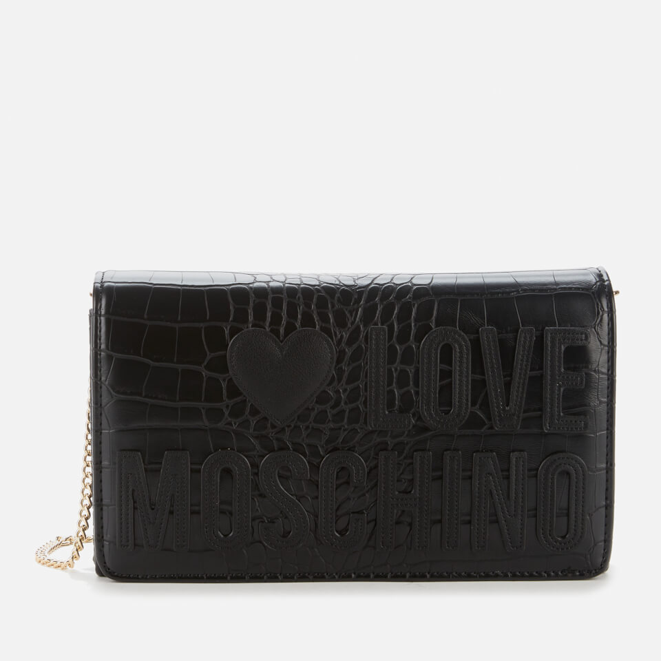 Love Moschino Women's Croc Print Logo Bag - Black