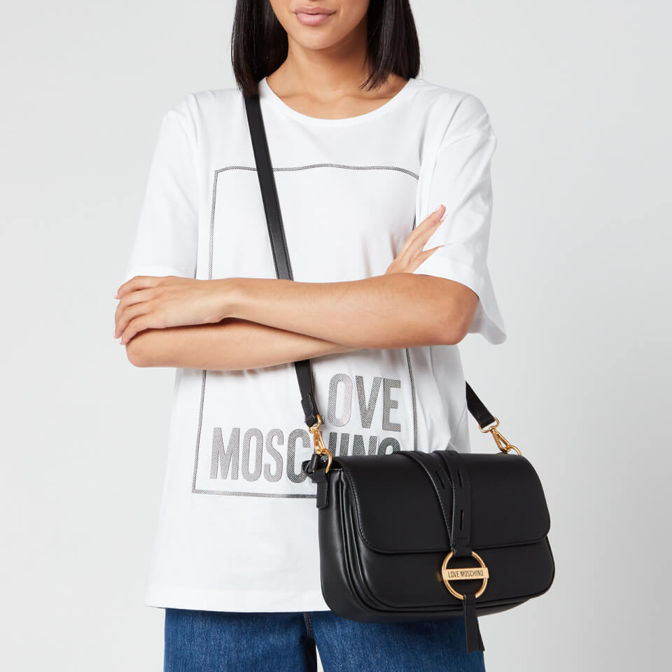 Love Moschino Women's Logo Disc Shoulder Bag - Black