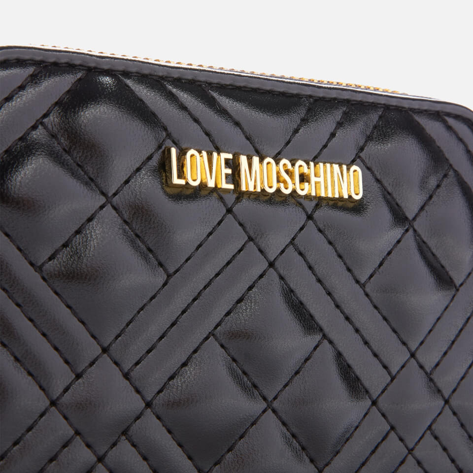 Love Moschino Women's Quilted Small Zip Around Wallet - Black