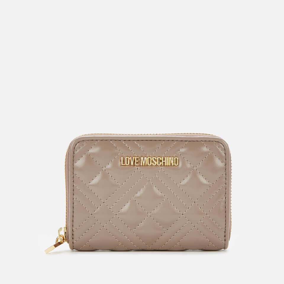 Love Moschino Women's Quilted Small Zip Around Wallet - Taupe
