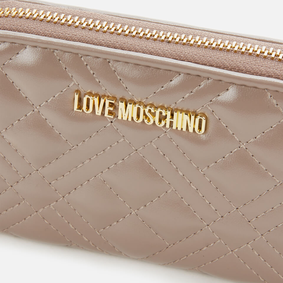 Love Moschino Women's Quilted Small Zip Around Wallet - Taupe