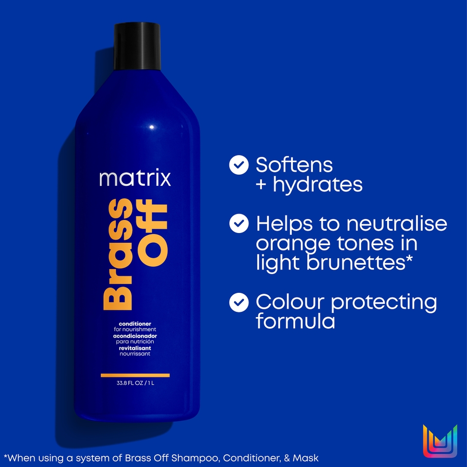 Matrix Brass Off Colour Correcting Blue Anti-Brass Shampoo and Conditioner Duo Set for Lightened Brunettes 1000ml
