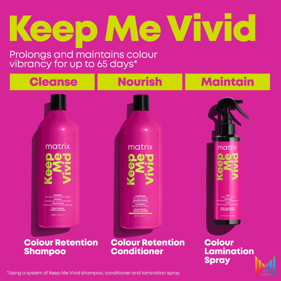 Matrix Keep Me Vivid Colour Protecting Shampoo and Conditioner 1000ml Duo Set for High Maintenance Coloured Hair