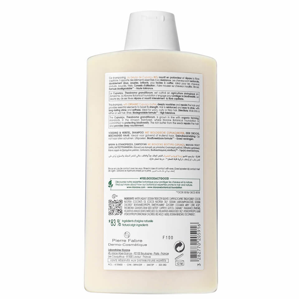 KLORANE Shampoo with Organic Cupuaçu Butter 13.5 fl. oz