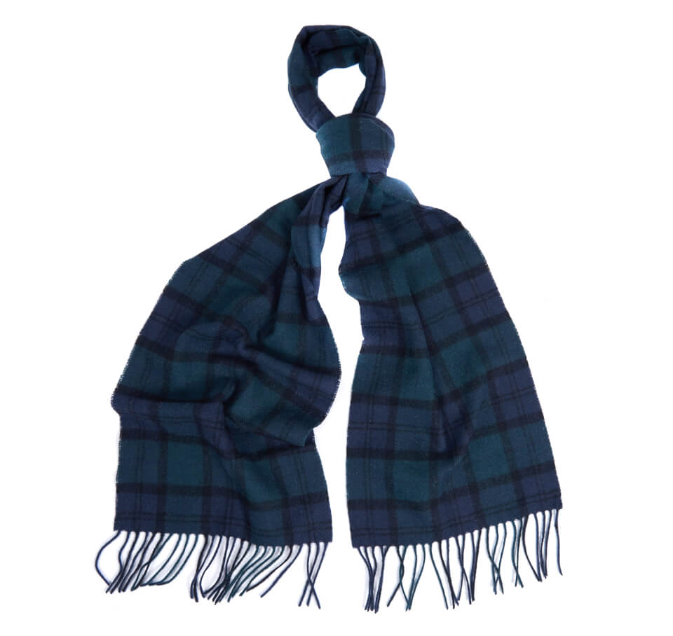 Barbour Men's Tartan Lambswool Scarf - Navy Watch