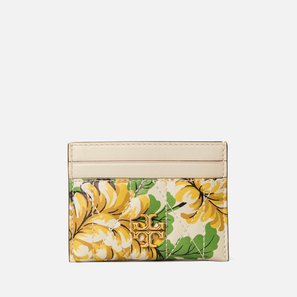 Tory Burch Women's Kira Chevron Quilted Floral Card Case - Yellow Floral Clouds