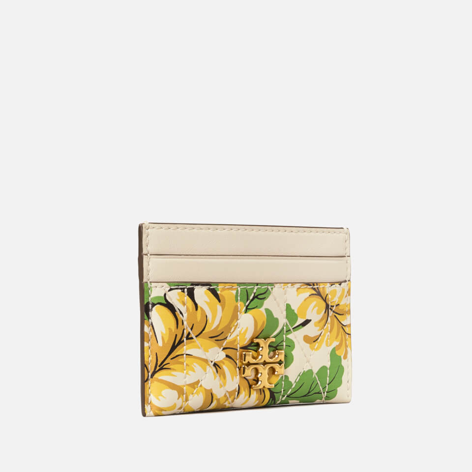 Tory Burch Women's Kira Chevron Quilted Floral Card Case - Yellow Floral Clouds