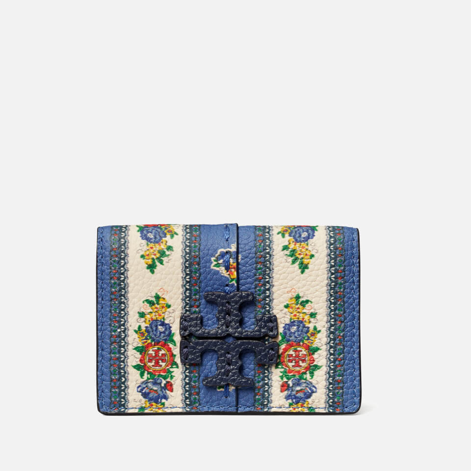 Tory Burch Women's Mcgraw Floral Tri-Fold Mini Wallet - Blue Tea Rose Border