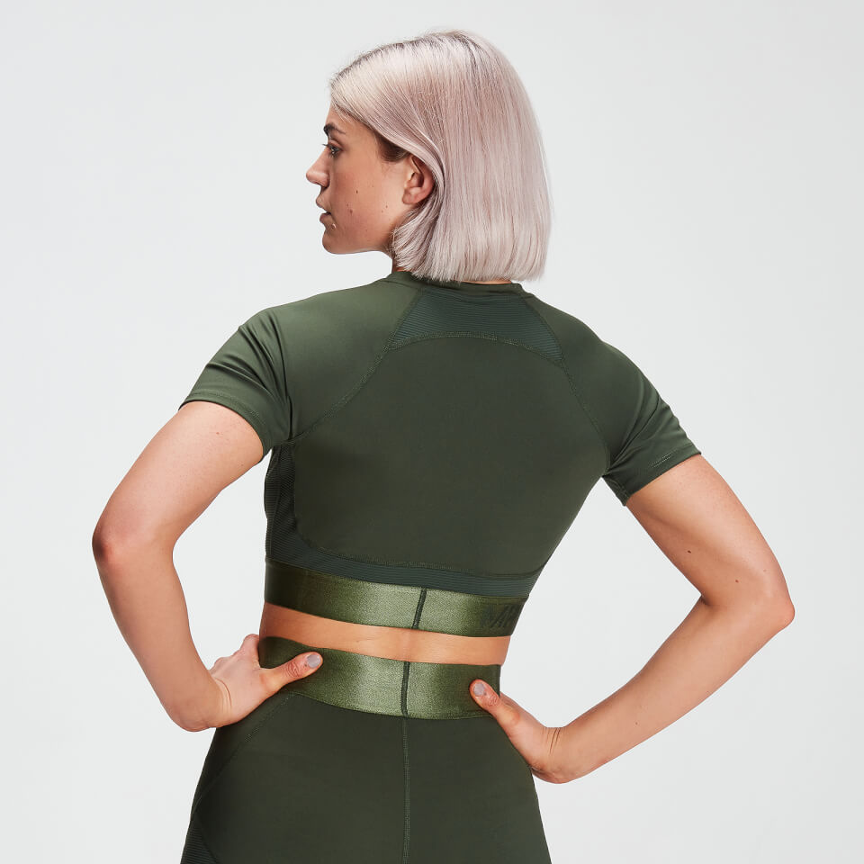 MP Women's Adapt Textured Crop Top- Dark Green