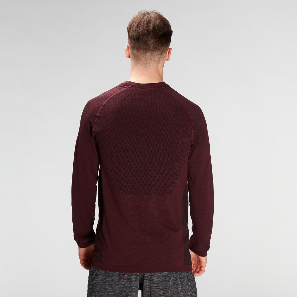 MP Men's Essential Seamless Long Sleeve Top- Washed Oxblood Marl