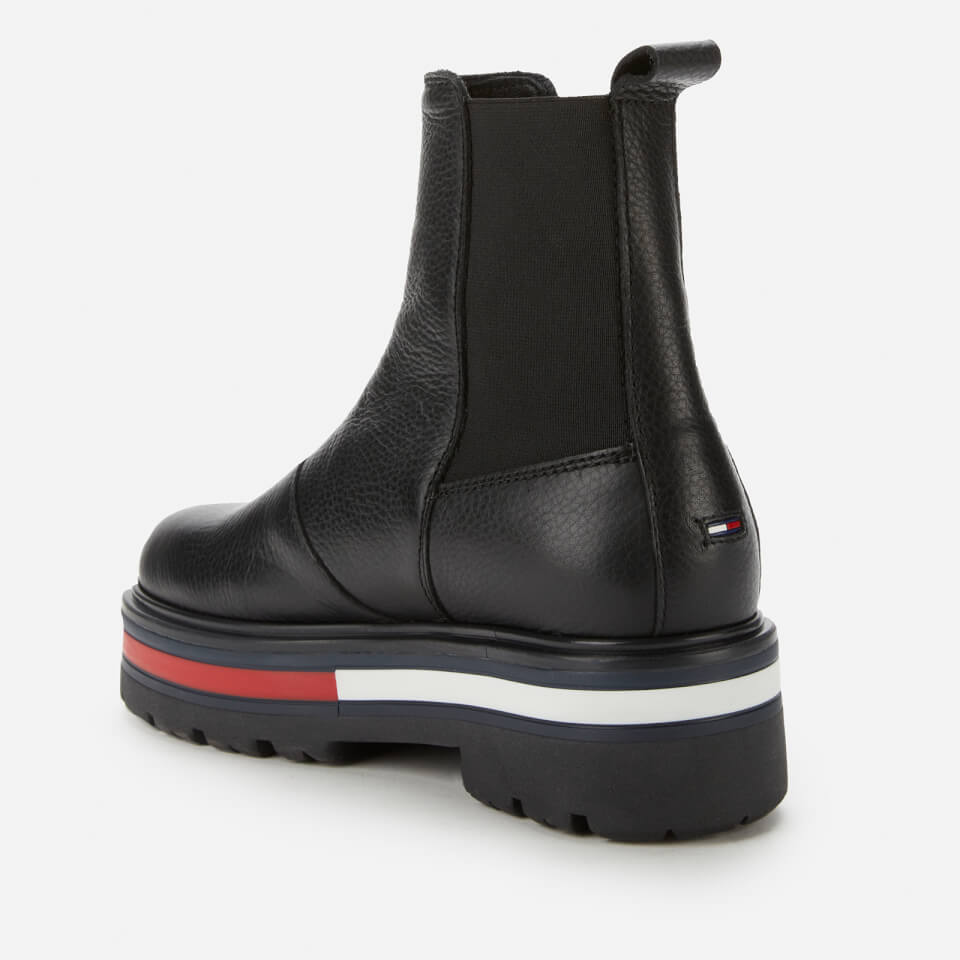 Tommy Jeans Women's Flag Outsole Leather Chelsea Boots Black | Worldwide Delivery | Allsole