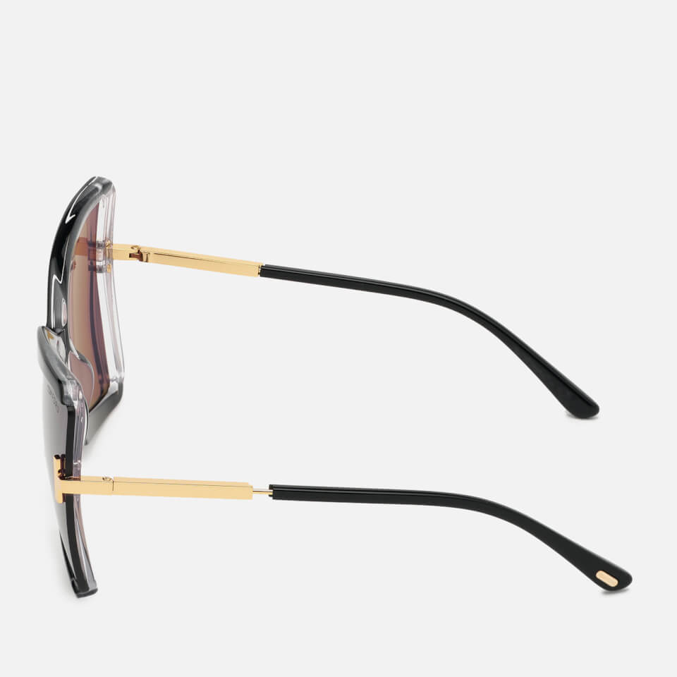 Tom Ford Women's Oversized Square Frame Sunglasses - Black/Crystal/Smoke