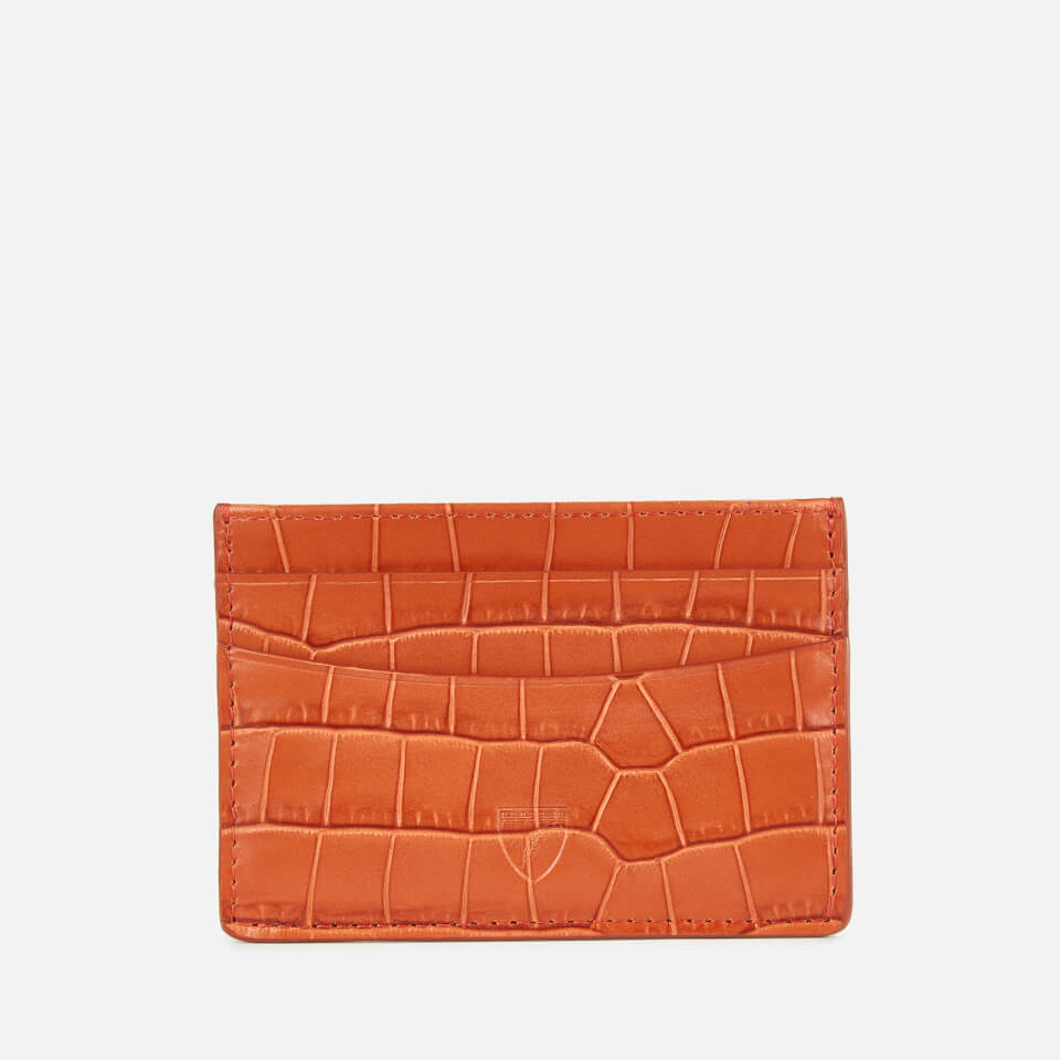 Aspinal of London Women's Slim Credit Card Case Deep Shine Small Croc - Marmalade