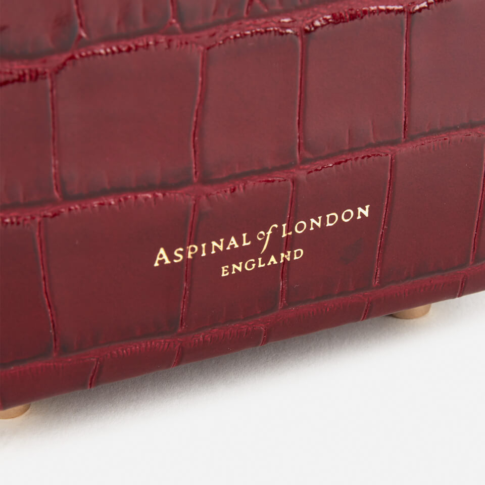 Aspinal of London Women's Hat Box Deep Shine Small Croc Bag - Bordeaux