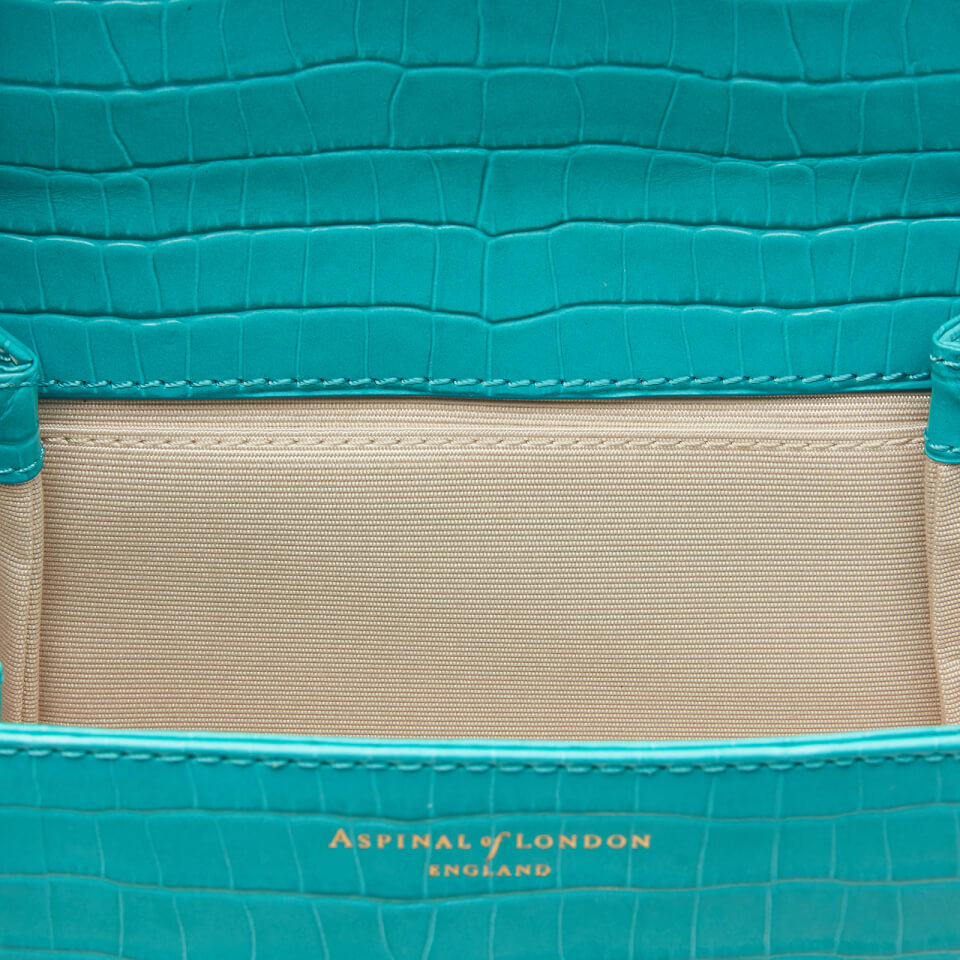 Aspinal of London Women's Mayfair Micro Deep Shine Small Croc Bag - Aqua