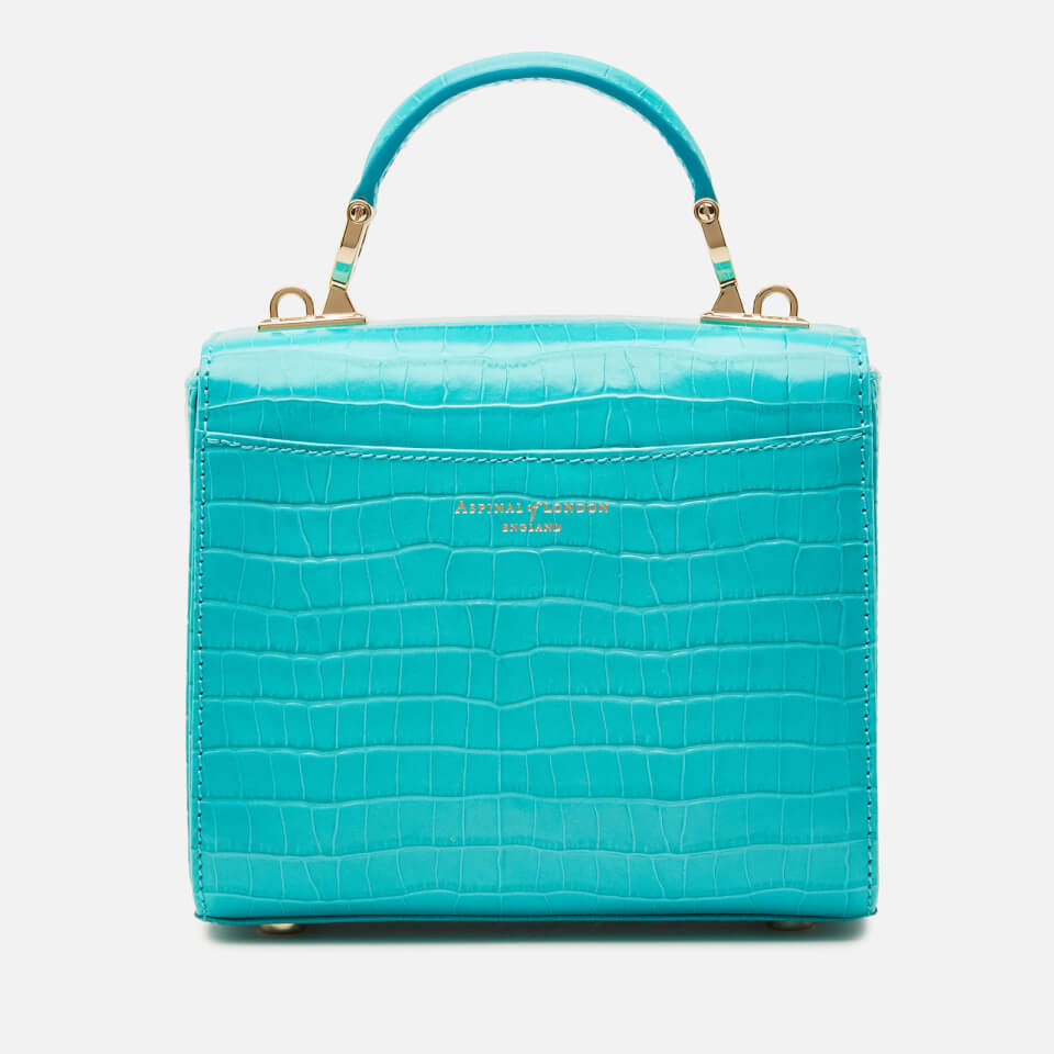 Aspinal of London Women's Mayfair Micro Deep Shine Small Croc Bag - Aqua
