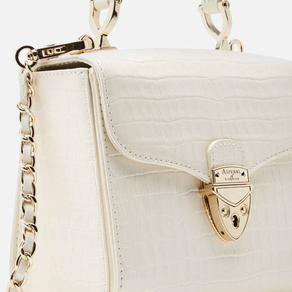 Aspinal of London Women's Mayfair Micro Deep Shine Small Croc Bag - Ivory