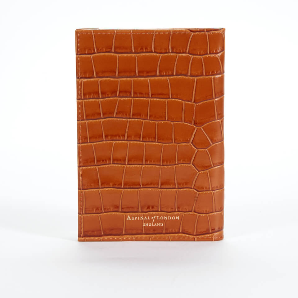 Aspinal of London Women's Plain Passport Cover Small Croc Bag - Vintage Tan