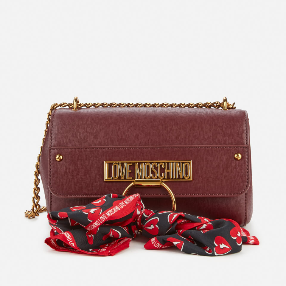 Love Moschino Women's Cross Body Bag with Scarf - Burgundy