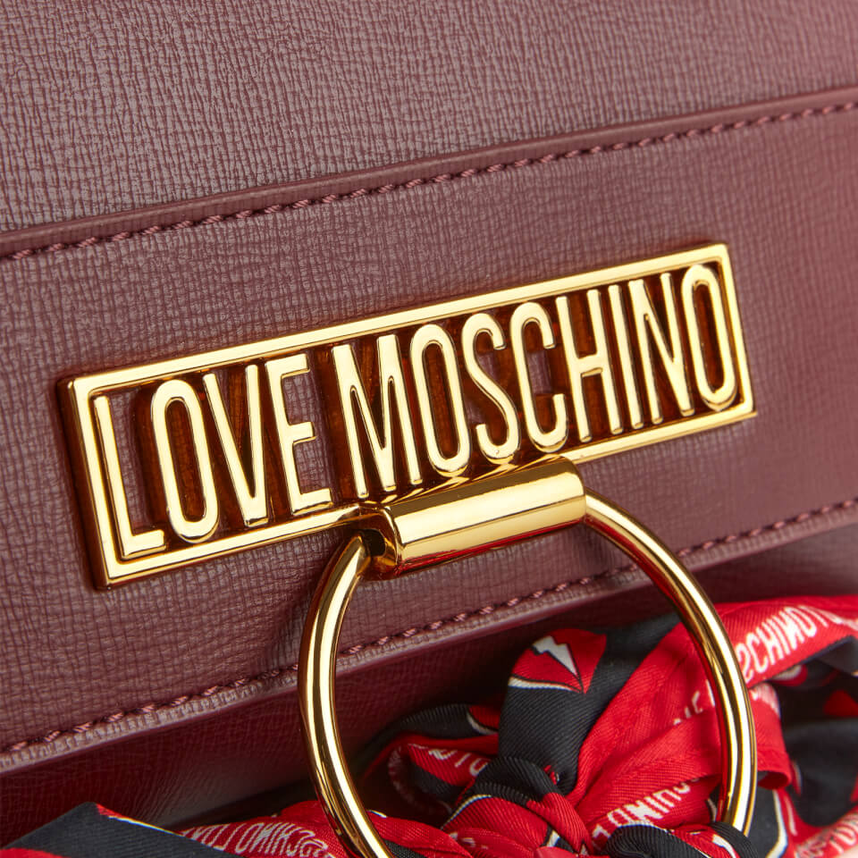 Love Moschino Women's Cross Body Bag with Scarf - Burgundy