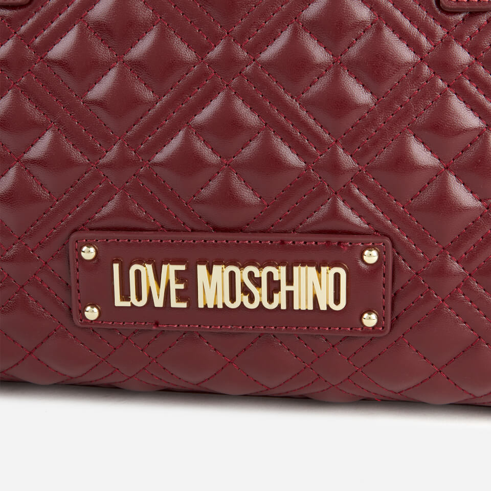 Love Moschino Women's Quilted Bowling Bag - Burgundy