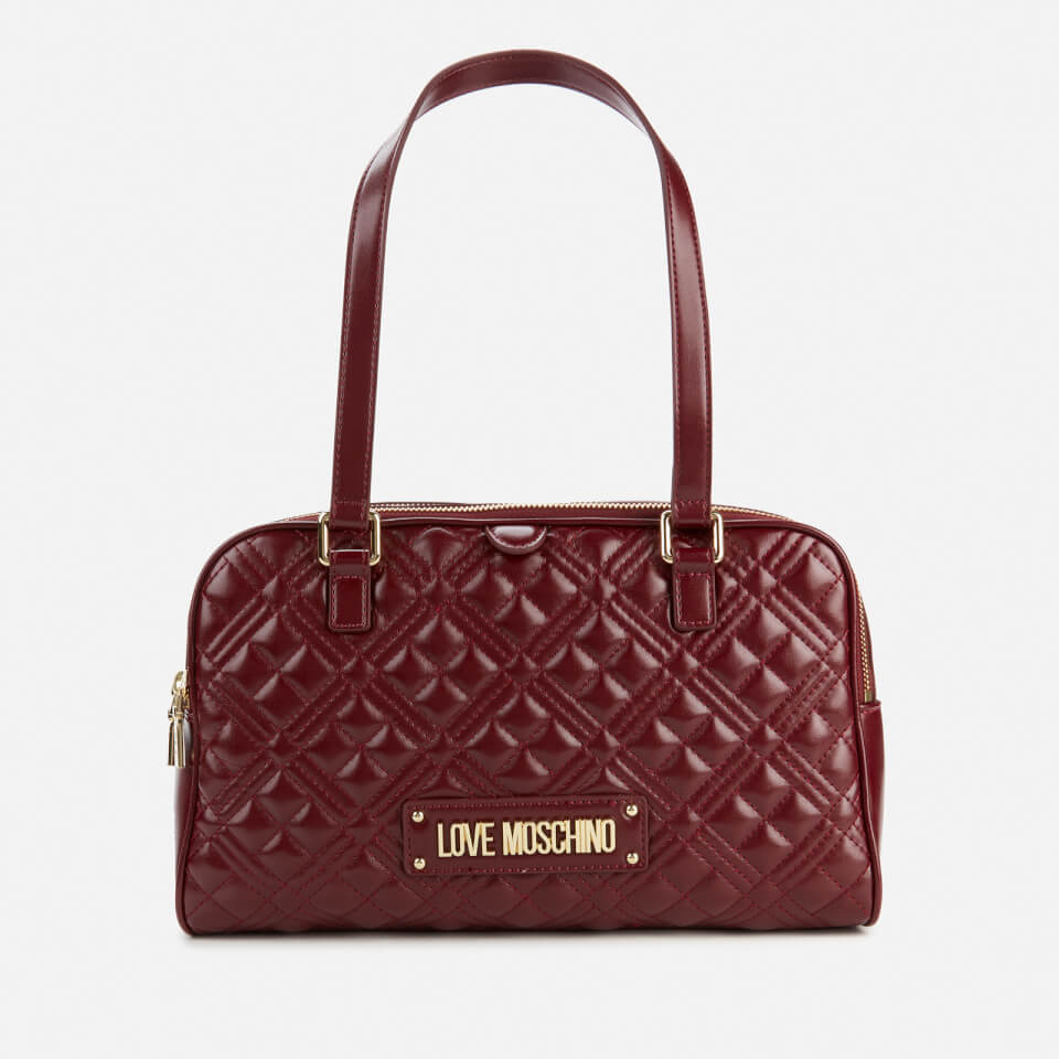 Love Moschino Women's Quilted Bowling Bag - Burgundy