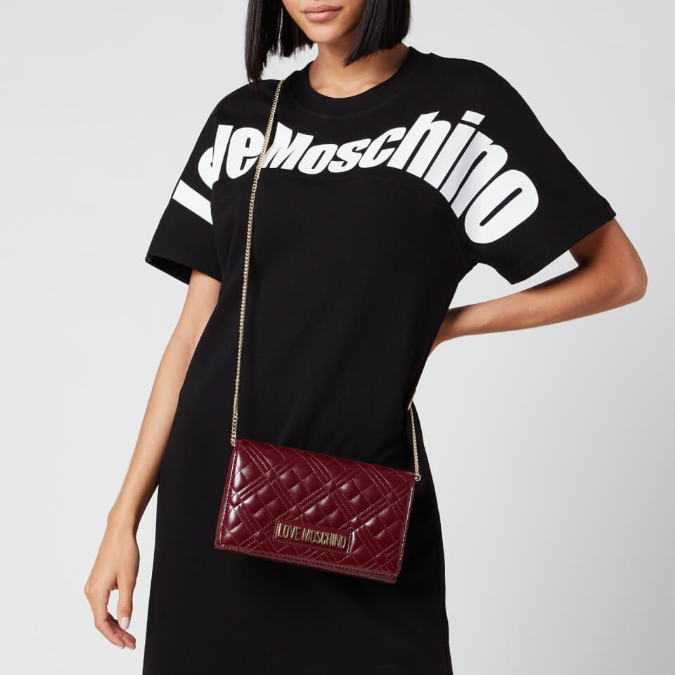 Love Moschino Women's Quilted Chain Shoulder Bag - Burgundy