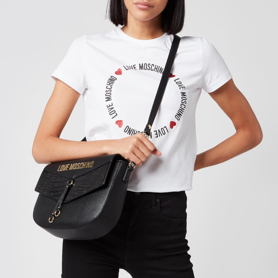 Love Moschino Women's Moc Croc Shoulder Bag - Black