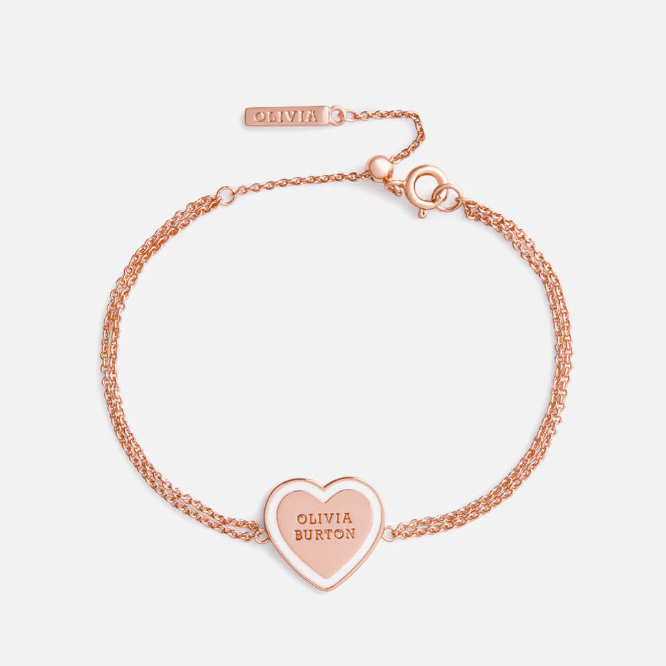 Olivia Burton Women's Candy Shop Sweet Heart Bracelet - Rose Gold and White Enamel