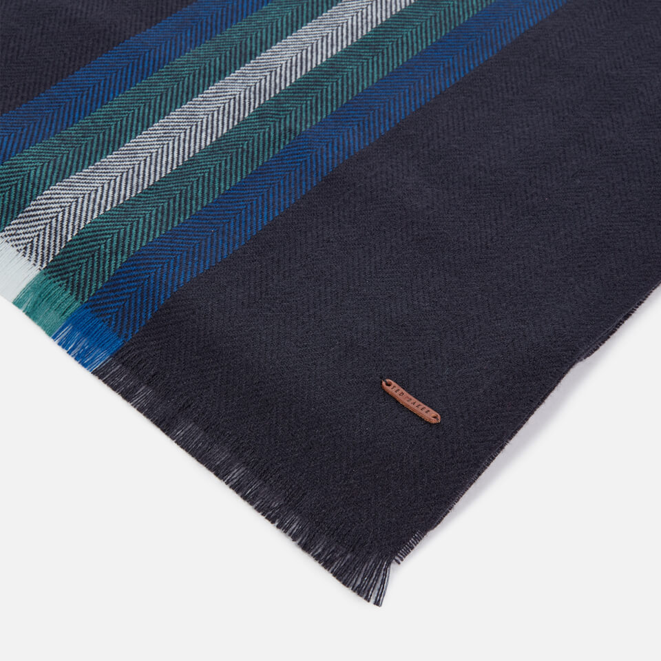 Ted Baker Men's Montegu Herringbone Stripe Design Scarf - Navy