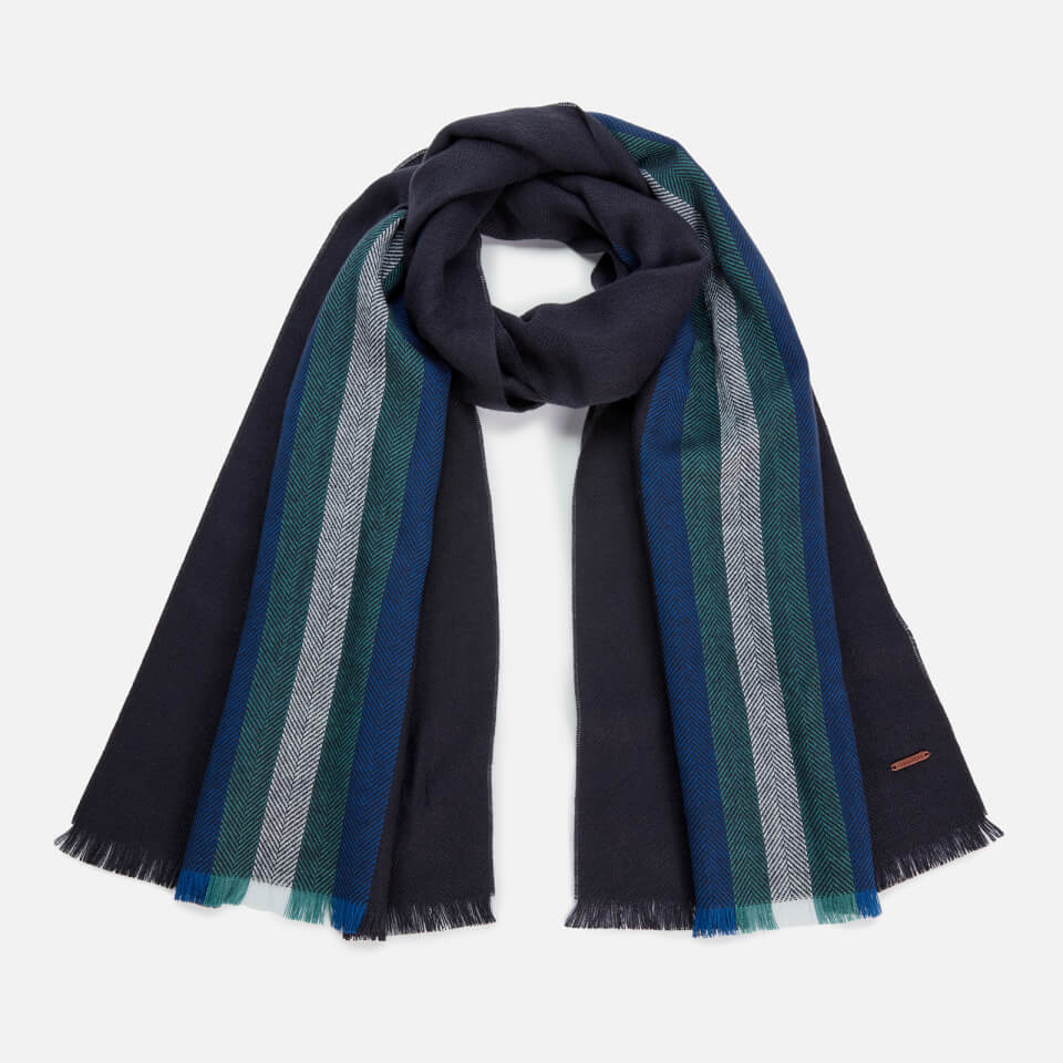 Ted Baker Men s Montegu Herringbone Stripe Design Scarf Navy