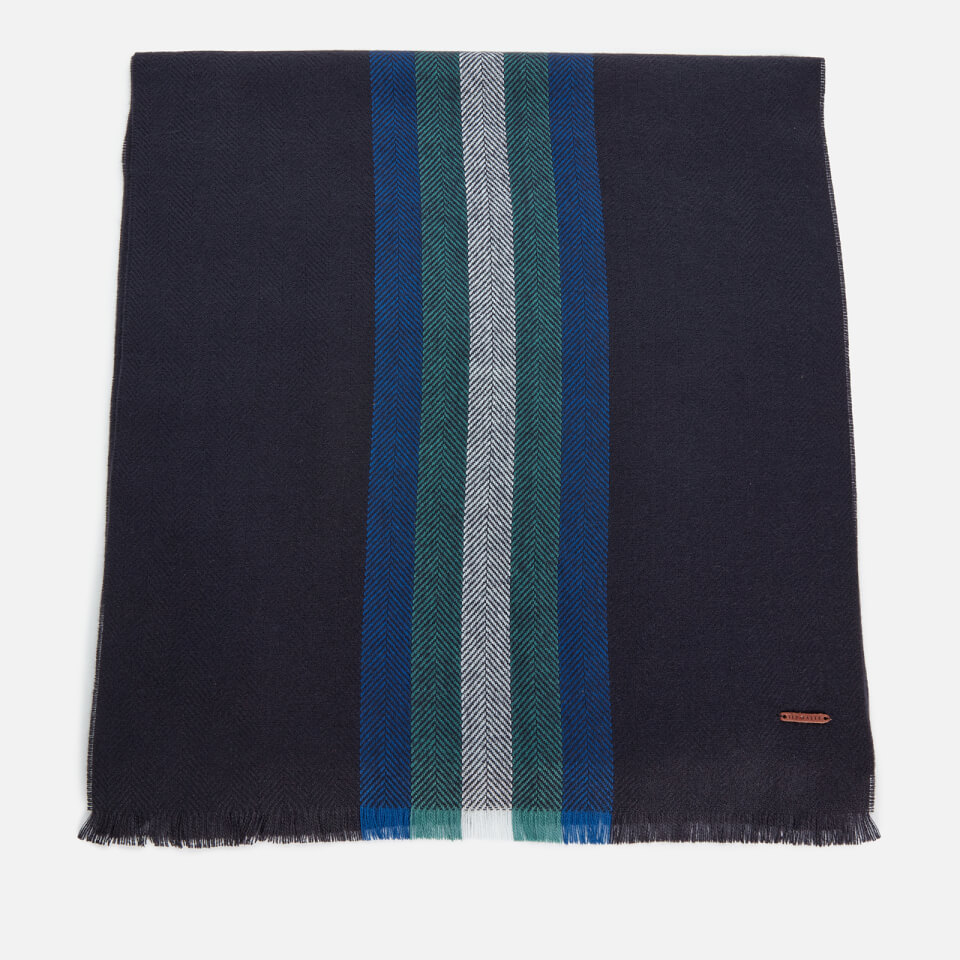 Ted Baker Men s Montegu Herringbone Stripe Design Scarf Navy