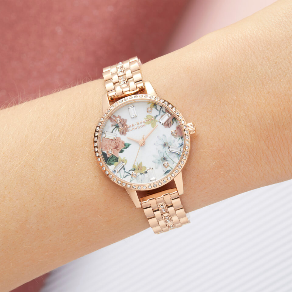 Olivia Burton Women's Sparkle Florals Demi Rose Sparkle Bracelet Watch - Gold