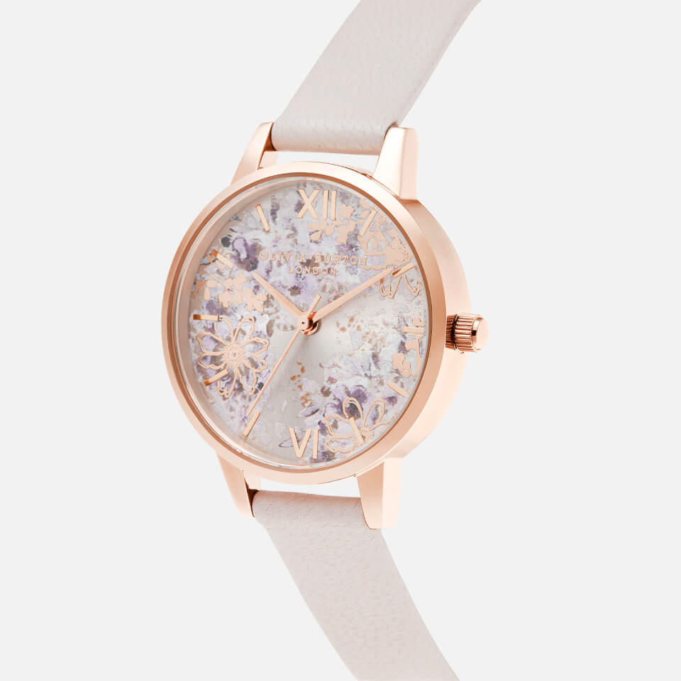 Olivia Burton Women's Abstract Floral Midi Pearl Watch - Pink & Rose Gold