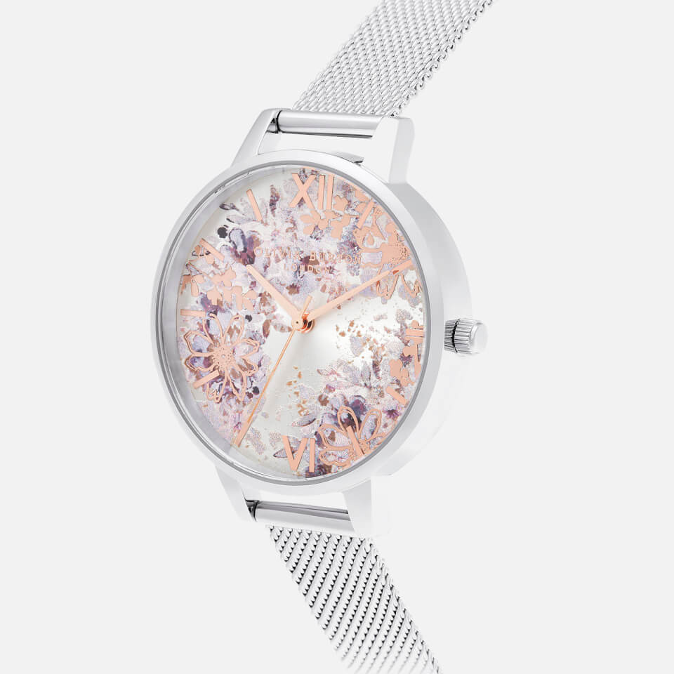 Olivia Burton Women's Abstract Floral Demi Mesh Watch - Silver & Rose Gold