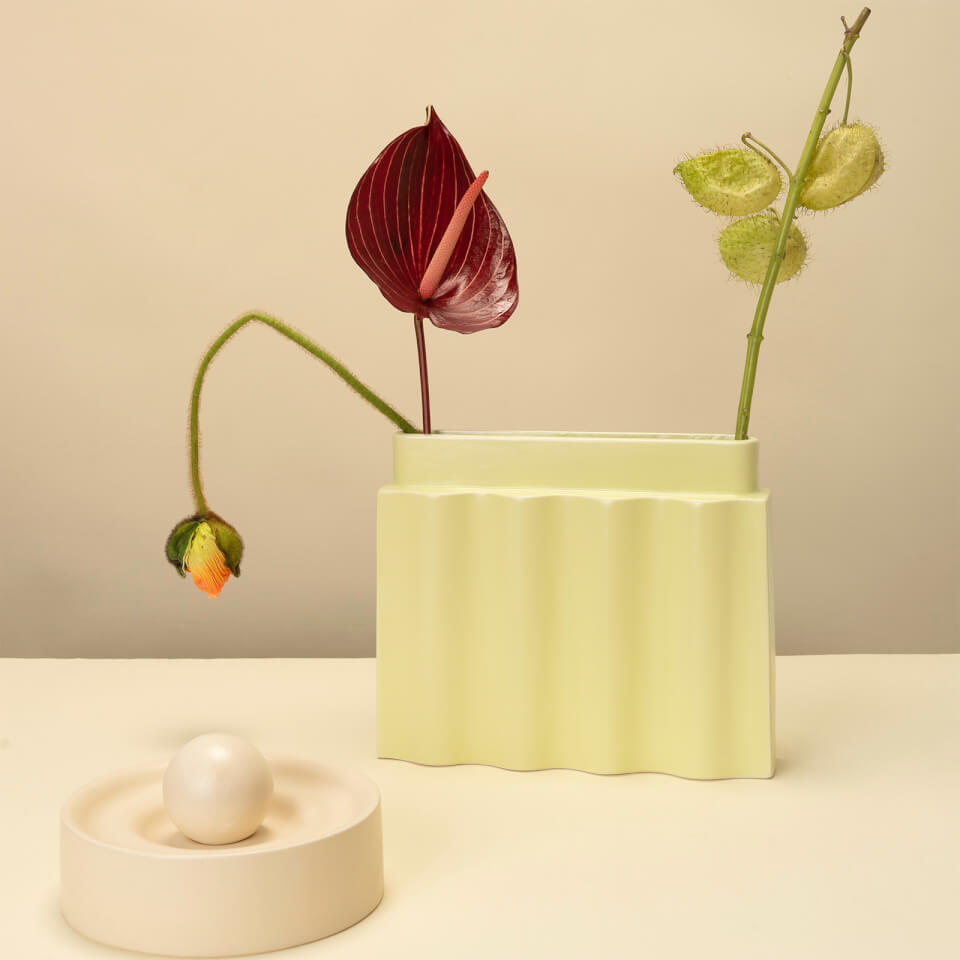 Los Objetos Decorativos Waves Vase - Lime