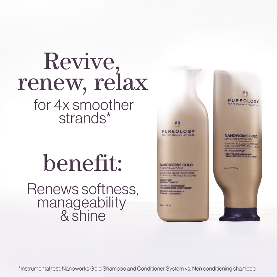 Pureology Nanoworks Gold Shampoo and Conditioner Bundle for Dry, Tired Hair, Sulphate Free for a Gentle Cleanse