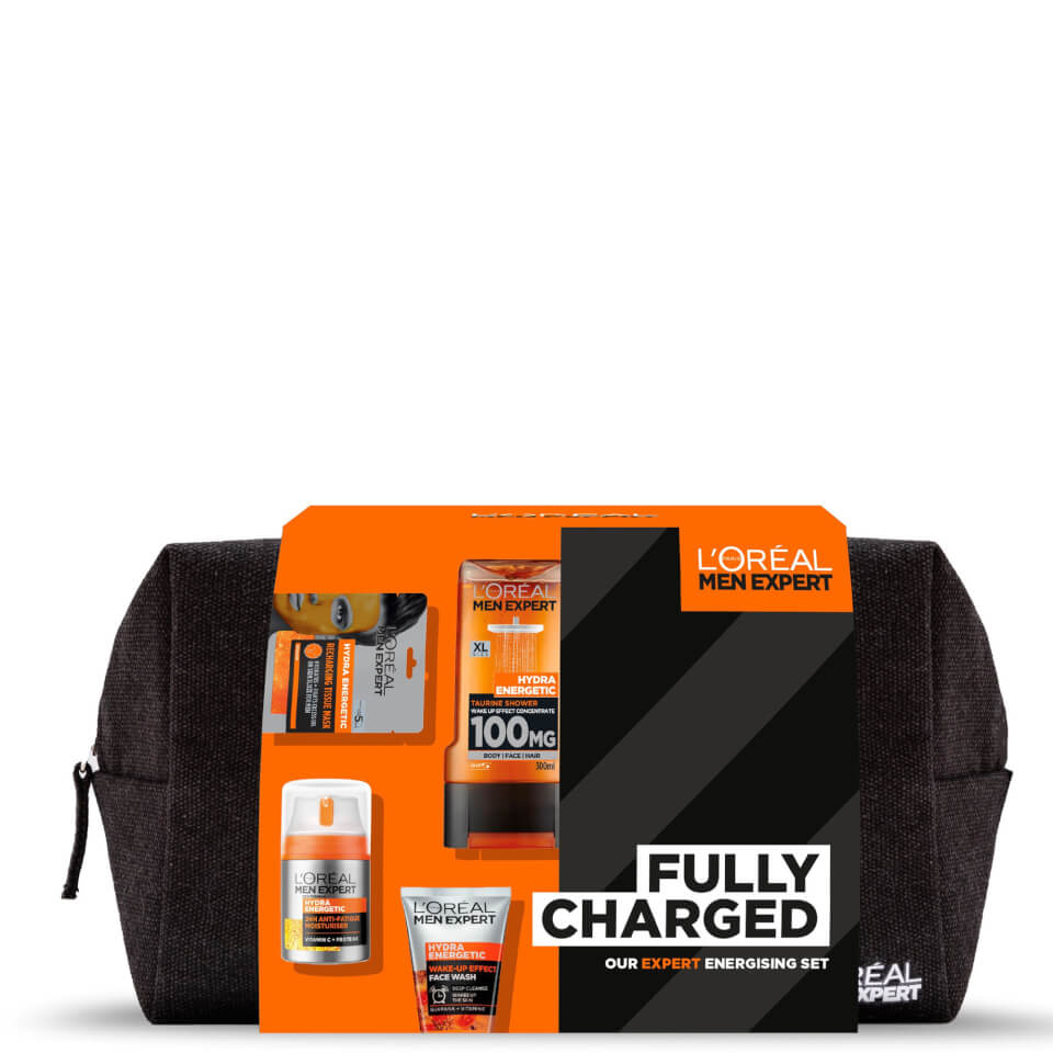 L'Oreal Paris Men Expert Fully Charged Washbag 4 Piece Gift Set for Him