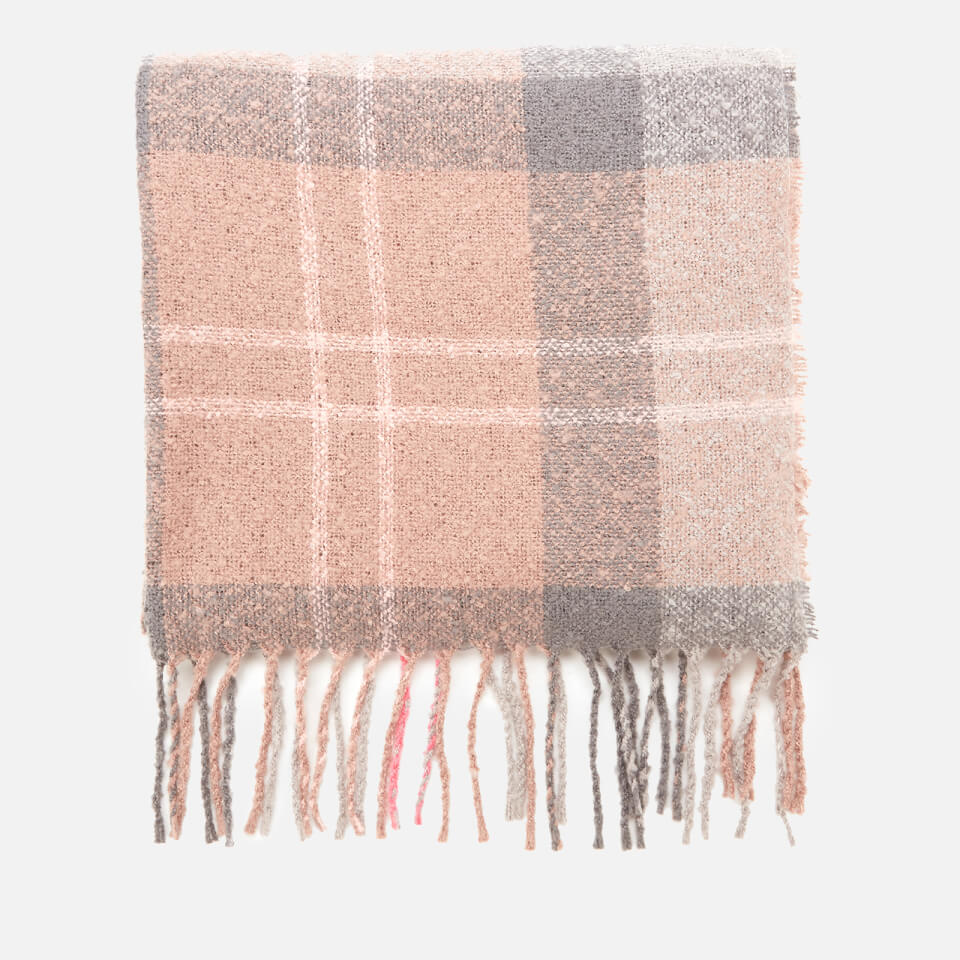 Barbour Casual Women's Tartan Boucle Scarf - Taupe/Pink