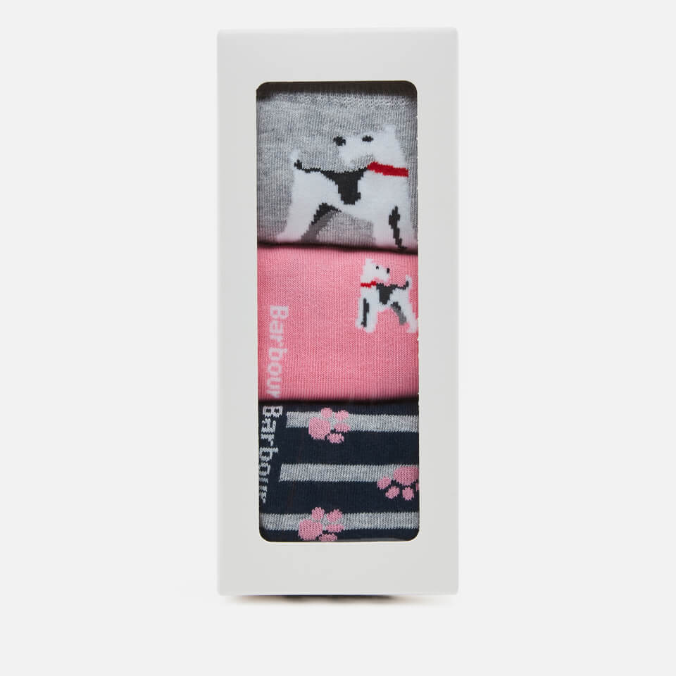 Barbour Casual Women's Terrier Paw Sock Giftbox - Pink/Grey/Navy