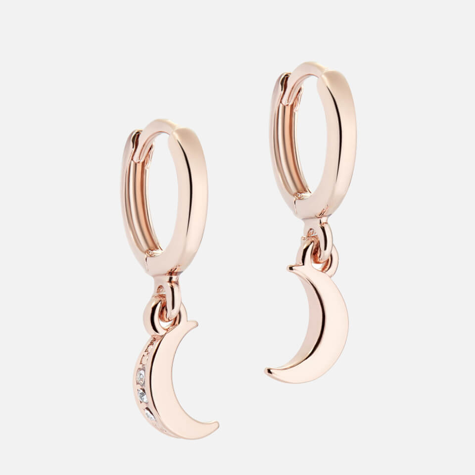 Ted Baker Women's Marlaan: Crescent Moon Huggie Earrings - Rose Gold/Crystal