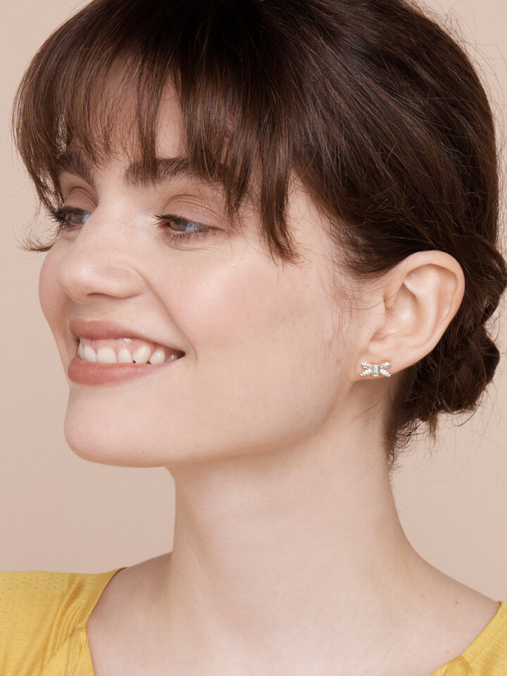 Ted Baker Women's Sabla: Crystal Sparkle Bow Stud Earrings - Silver/Crystal