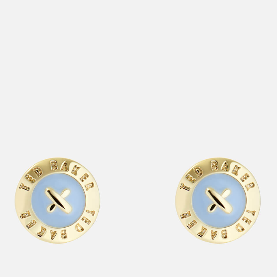 Ted Baker Women's Eisley: Enamel Mini Button Earrings - Gold/Light Blue