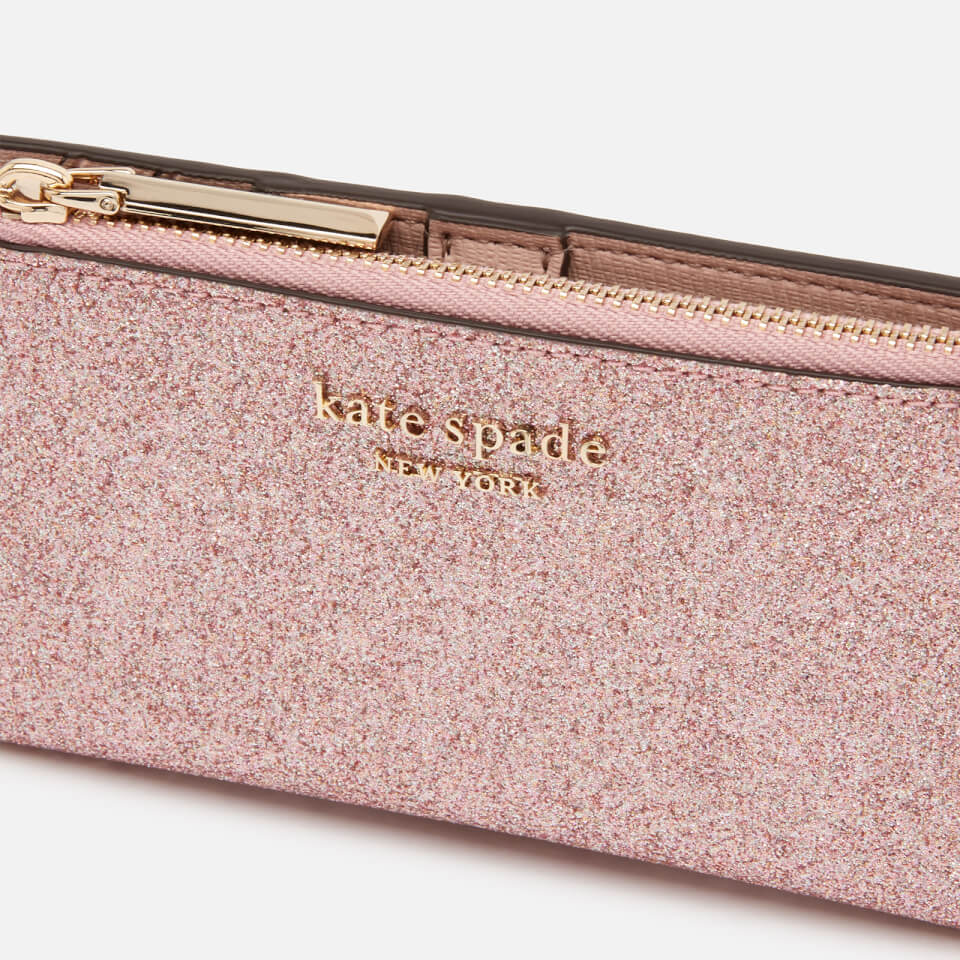 Kate Spade New York Women's Spencer Glitter Small Slim Bifold Wallet - Rose Gold