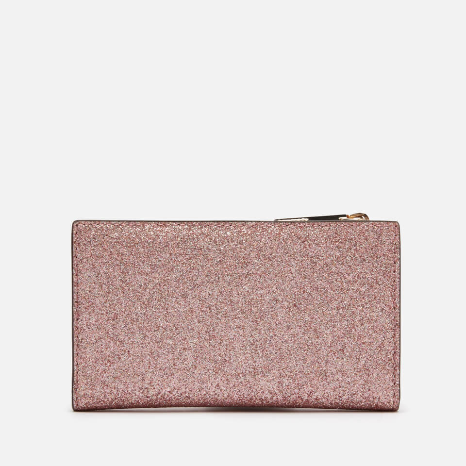 Kate Spade New York Women's Spencer Glitter Small Slim Bifold Wallet - Rose Gold