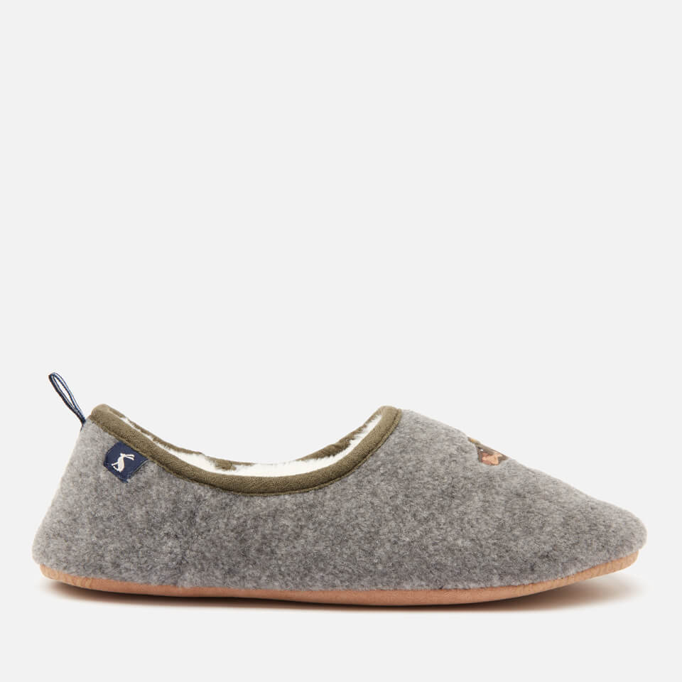 Joules Women s Slippet Felt Mule Applique Slippers Grey Dachshund Allsole