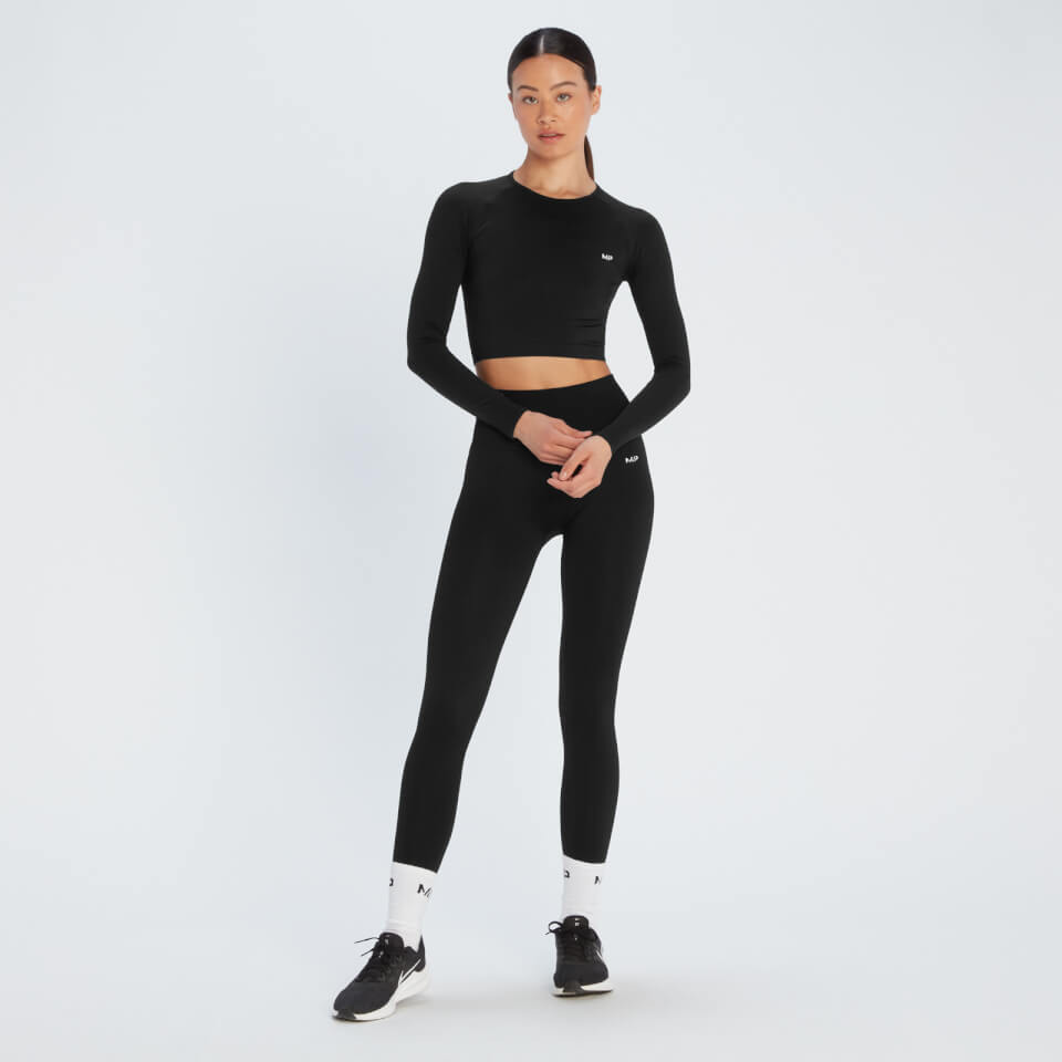 MP Women's Shape Seamless Long Sleeve Crop Top - Black