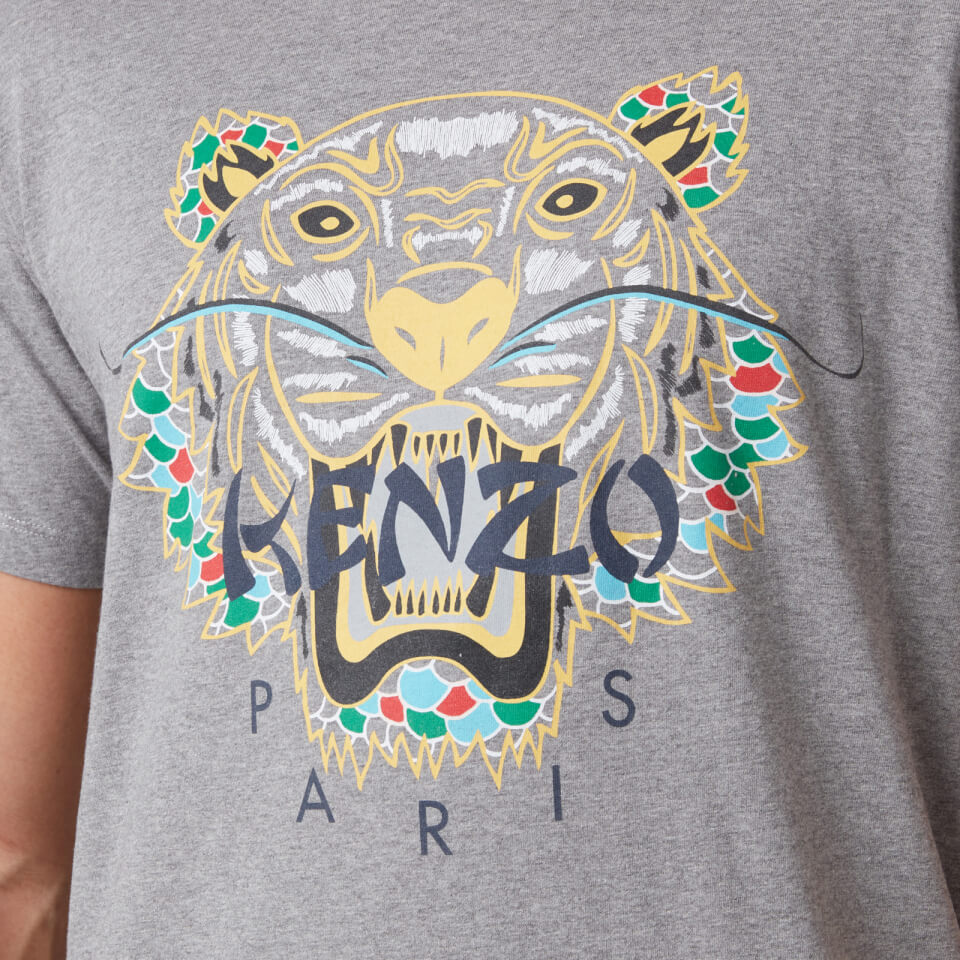 KENZO Men s Dragon Tiger Icon T Shirt Stone Grey S Coggles