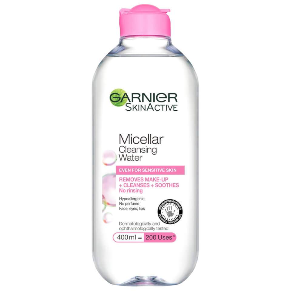 Garnier Micellar Water Facial Cleanser Makeup Remover 400ml with Cotton Wool Pads Bundle
