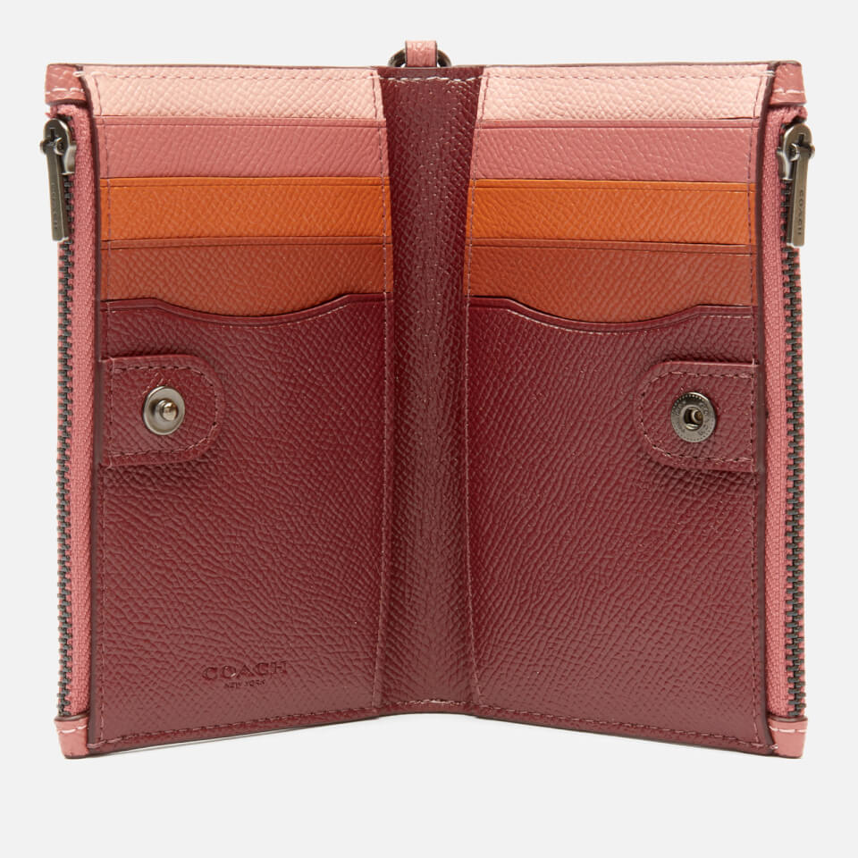 Coach Women's Colorblock Leather Zip Chain Card Case - Vintage Pink Multi